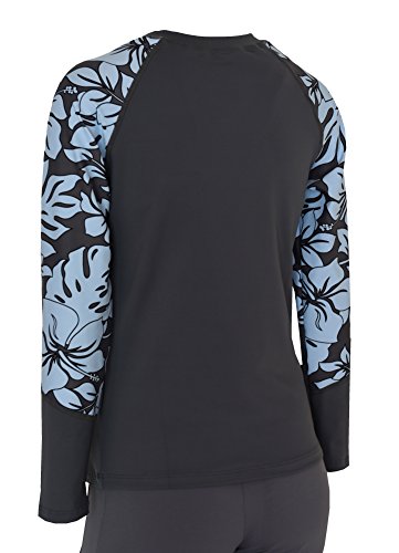 Private Island Women UPF 50+ Long Sleeve Top Swimsuit T-Shirt Rash Guard Workout (L, GwB)