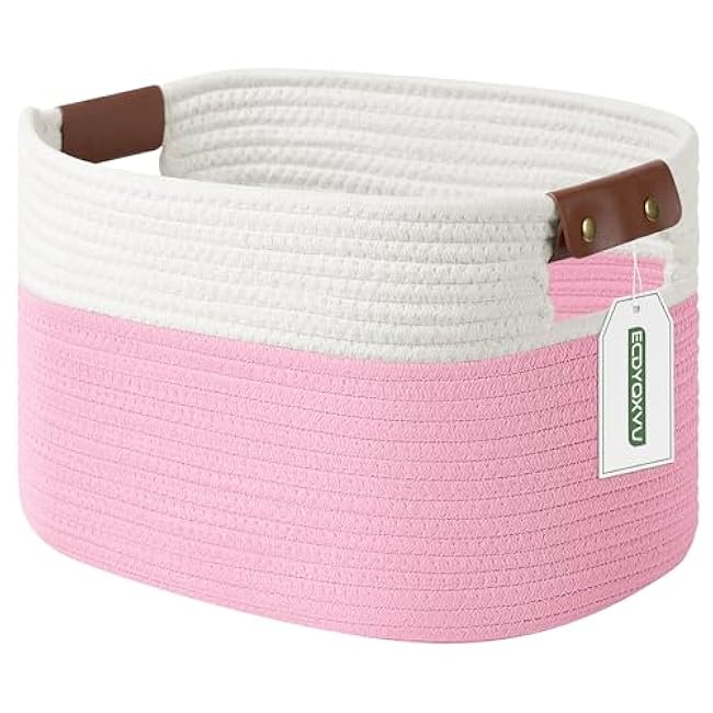 Cotton Rope Basket , Storage Baskets with Handle, 15x10x9 Inch Woven Basket for Shelves, Laundry, Towels, Clothes, Books, Toys (Black 1Pack)