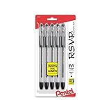 Pentel® R.S.V.P.® Ballpoint Pens, Medium Point, 1.0mm, Transparent Barrel, Black Ink, Pack Of 5 – view 3