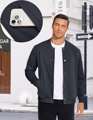 Image of COOFANDY Men's Casual Lightweight Jacket Baseball Letterman Snap Button Jacket