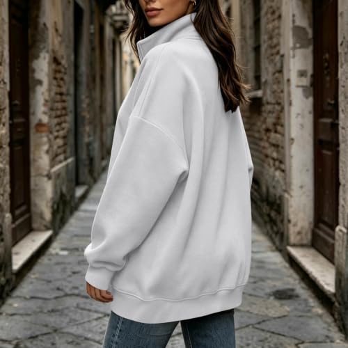 Womens Sweatshirts Quarter Half Zip Pullover Fleece Fall Outfits — view 5