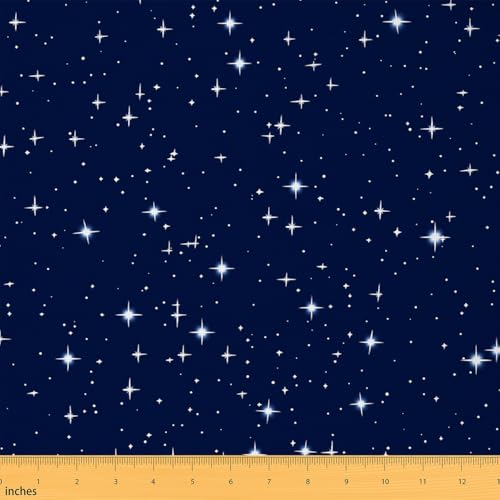Feelyou Galaxy Upholstery Fabric by The Yard, Outer Space Starry Sky Outdoor Fabric by The Yard, Universe Twinkle Stars Decorative Fabric for Upholstery and Home DIY Projects, 2 Yards, Blue White