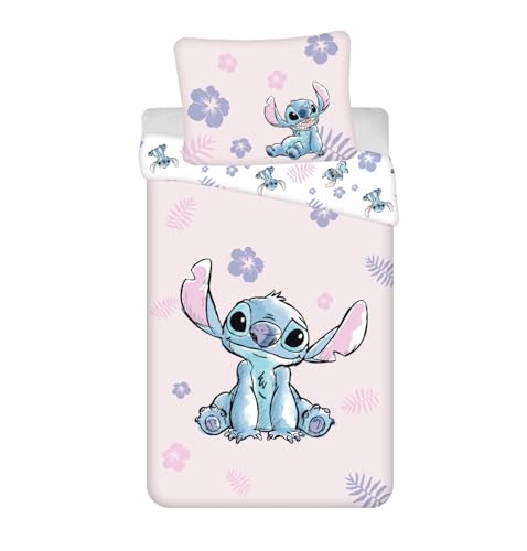 Jerry Fabrics Lilo und Stitch pink Wende Bettwäsche Kopfkissen Bettdecke...