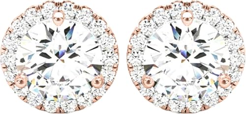 1 to 4 Carat IGI CERTIFIED LAB GROWN Round Halo Diamond Earrings 14K Gold Value Collection Push Back Push Back (D-E Color VS1-VS2 Clarity) IDEAL CUT