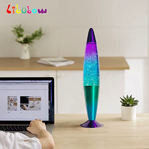 Image of 16 Inch Green Blue Purple Rainbow Glitter Lamp, 2 Bulbs, Night Light Rainbow Lamp, Relaxing Mood Lighting Night Light for Adults, Kids, Teens, Home Room Office Decor, Present
