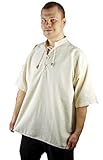 weicher Stoff Leonardo Carbone Mittelalter Kurzarm Markthemd - Janosch (XXXL, Natur)