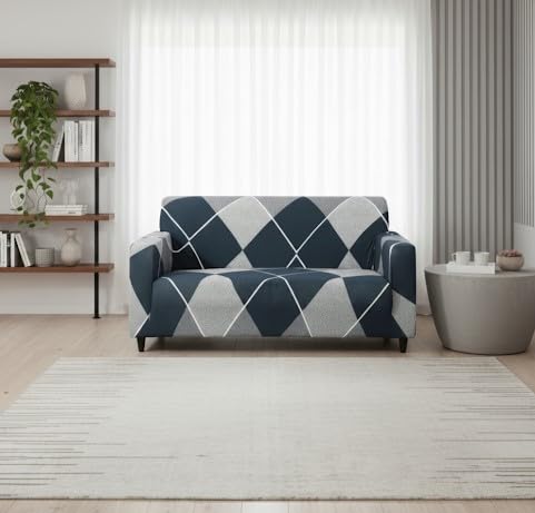 Image of Gurnoor Universal Triple Seater Sofa Cover Big Elasticity Cover for Couch 140 GSM Sofa Slipcover (Green-Check, 185-230cm)