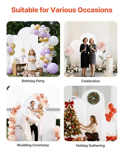 Image of VEVOR Arch Backdrop Stand, Set of 3, 6 /5 /4 ft, Stable Structure, Easy Assembly, Gold Metal Arch Backdrop Stand with Cover, for Wedding, Birthday Party, Graduation, Celebration, and Ceremony Decoration