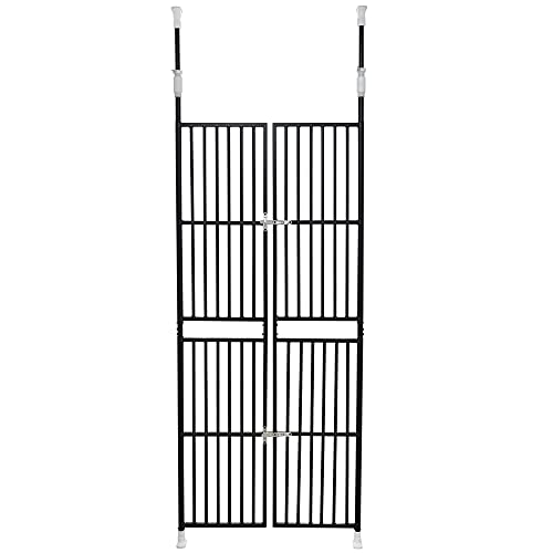 Freeberty ペット ドア ケージ ハイタイプ ペットゲート 逃亡防止柵 猫 フェンス 脱走防止 多頭飼い スチール ペットケージ 室内 玄関 (ブラック)