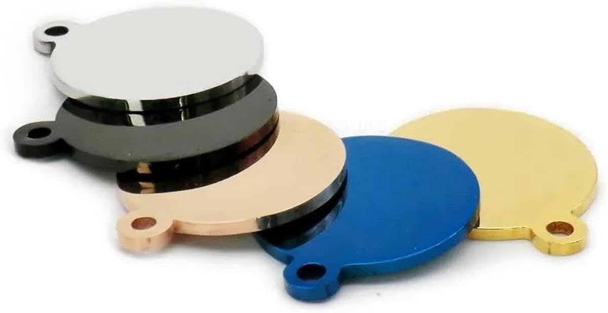 100 Stück individuell gravierte blanke Hundemarke, personalisierte Haustiermarke, Edelstahl, Haustiername, Telefonnummer, ID-Marke, runde Edelstahlmarke, Haustiermarke, Namensschilder, Blau, S, 25 x