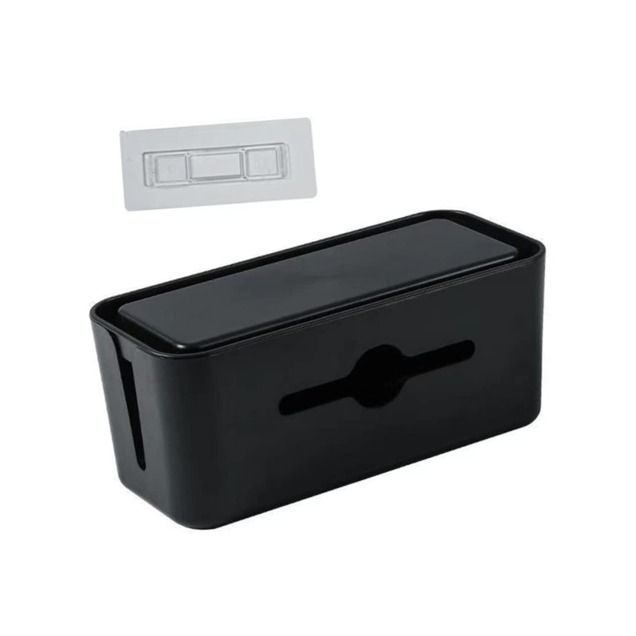 MERRYHAPY Box Plug Storage Box -Electric Socket Case Organizer Cable Management Case Holder Clear Tote Cord Organizer Cable Hider Case Cable Trunking TRS Abs Black