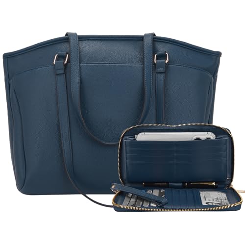 YZAOLL 15.6 Inch Laptop Tote Bag for Women,Lightweight Water-resistant Vegan Leather with Padded Sleeve Multi-Pocket Work Bag