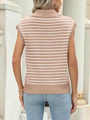 LILLUSORY Women's V Neck Cap Sleeve Sweater Vest Sleeveless Collared Striped Knit Tank Tops 2025 Casual Trendy Outfits3