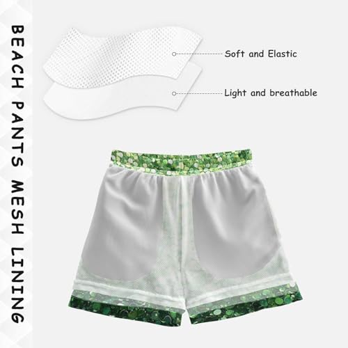 Pigsaly Boys Swim Trunks Pistachio Pale Green Gradient Flashing Glitter Boys Board Shorts Swimsuit Swimwear Bathing Suit 4T4