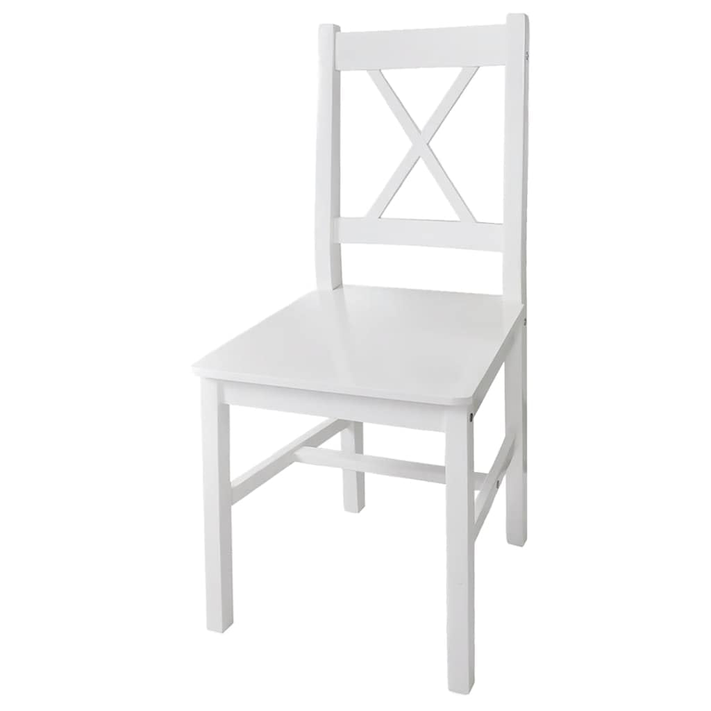 vidaXL 4 sillas Blancas de Comedor Hechas de Madera de Pino