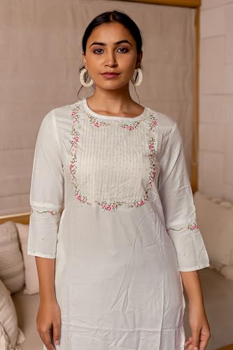 Image of MIRCHI FASHION Women's Straight Fit Rayon Sequins Embroidered and Polka Dots Printed Kurti Only