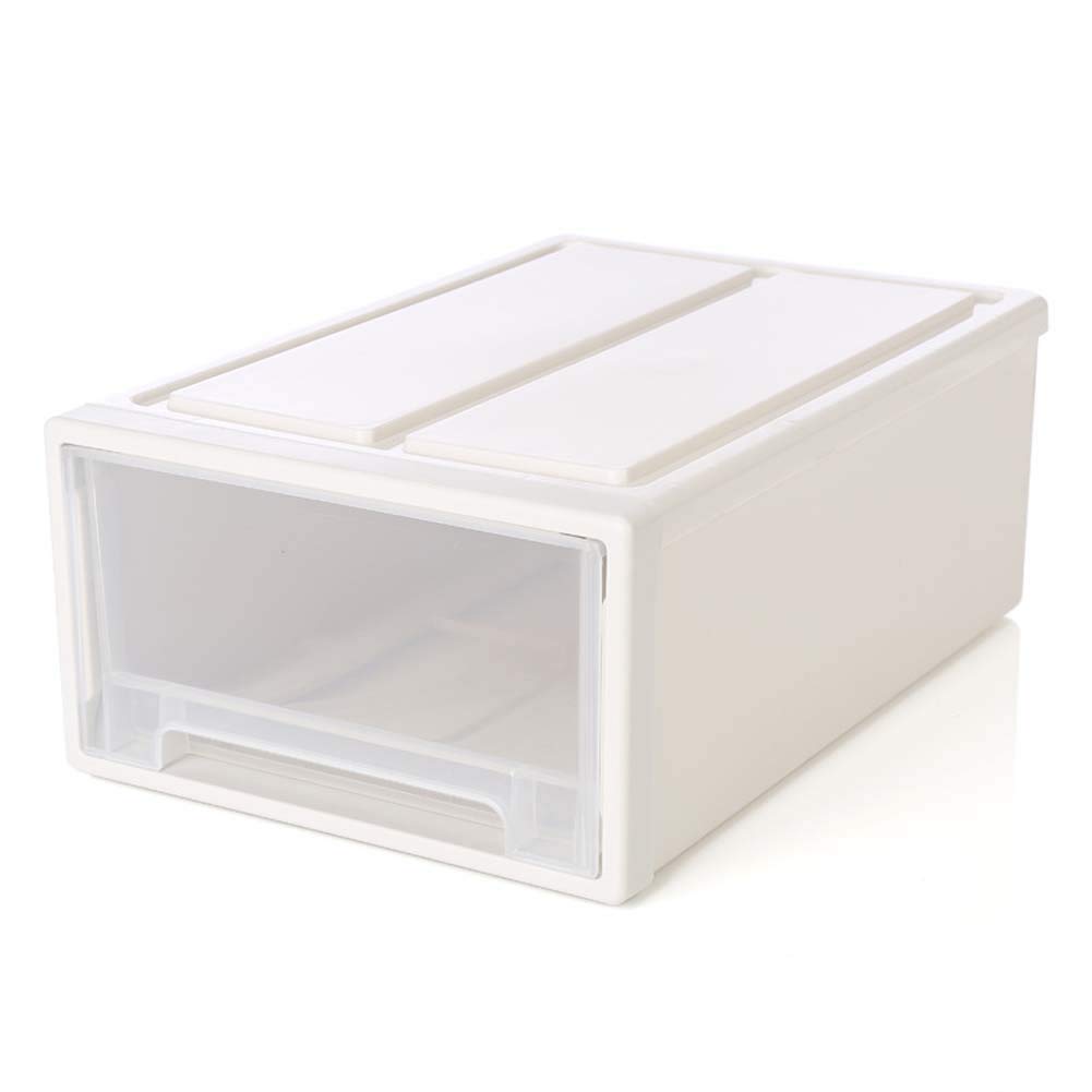 Cassettiera impilabile in plastica trasparente unità cassetto organizzatore armadi di stoccaggio, 3XL/bianco