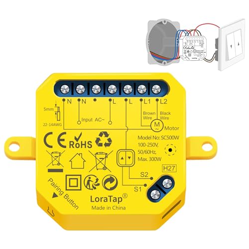 LoraTap Interruttore Tapparelle WiFi, Modulo Comando Smart Timer per Tapparelle Elettriche, Controllo Vocale con Alexa, Controllo App Smart Life, Relè WiFi per Tende 300W