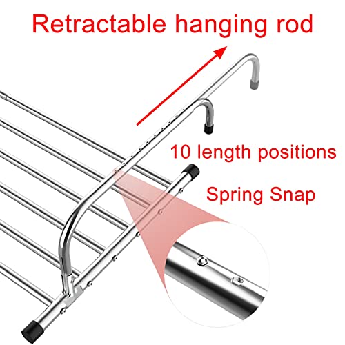Étendoir à linge pliable et extensible en acier inoxydable pour balcon