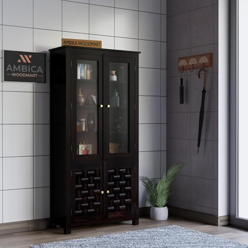 Solid Sheesham Wood 4 Door Almirah Wardrobe | Spacious Wooden Storage Cabinet for Bedroom, Guest Room & Home Organization | Durable Furniture | Dark Walnut Finish-picture-11