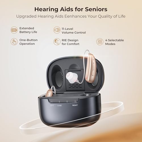 Image of Hearing Aids for Seniors, OTC Hearing Aids for People with Hearing Loss, 100Hrs Long Battery Life, Upgraded 16-Channel Chip for Superior Sound Quality, RIE Design for Comfortable Wearing