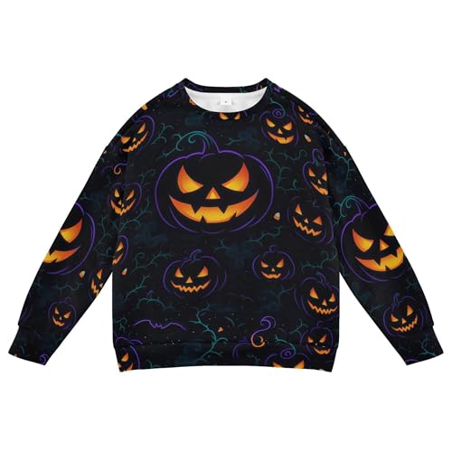 JUNZAN Halloween Pumpkin Goth Little Girls Sweatshirts Hoodies Crewneck Hoodies for Girls Athletic 4T