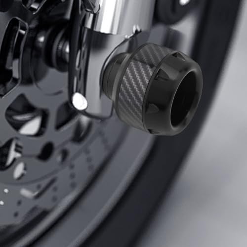 Image of 4Pcs Motorcycle Fork Frame Sliders, Aluminum Crash Protectors Decor | Fits 10-14.5 mm axles. Sacrificial impact protection for fork /frame /exhaust. Stylish carbon fiber decal. For sooter (Black)