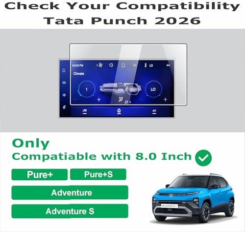 Image of OHAYO Military Strength Screen Guard for Tata Punch 2026 Facelift | Fits Pure+, Pure+S, Adventure, Adventure S Models | 8-Inch Infotainment Touchscreen + Steering Cluster Panel Protection | 9H Hardness Tough Shield | Scratch Resistant Flexible Film | [NOT TEMPERED GLASS] | 2026+ Edition