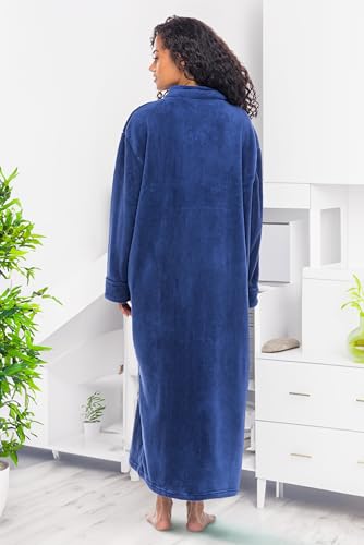 Image of Alexander Del Rossa Long Zip Up Robes, Plush Zipper Robes for Plus Size, Housecoats Zipper Front