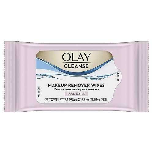 Olay Cleanse Makeup Remover, Rose Water, 25 Wipes