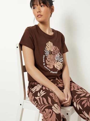 Image of Max Women's Printed Round Neck Half Sleeve Cotton Pyjama Set