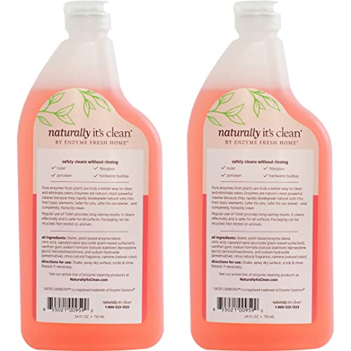 Naturally It's Clean Toilet Cleaner, Cleans Toilet Bowls, Bidets, Urinal Surfaces, Porcelain, Fiberglass And Hardwater Buildup, Plant-Based Enzyme 24Oz Spray - Pack Of 2 #TOP1