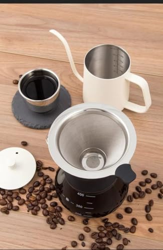 Image of Sipologie Illuminate Pour Over Drip Coffee Maker: Stainless Steel Filter Maker Stainless Steel Filter Dripper 400ml No Filter Dripper, with Rubber Sleeve for Extra Protection