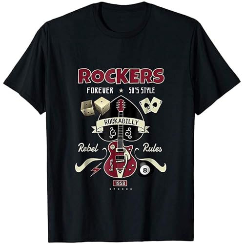 Men's Rockabilly Vintage Clothing Men 50S Rock T-Shirt M