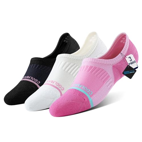 Image of BRISIRA Bamboo Viscose Coolmax Running Golf No Show Socks Women Compression Moisture Wicking Performance Low Cut Tab Athletic