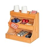 Avilia - Organizer in Legno di Bambù, 9 Scomparti Multiuso, Supporto Capsule Caffè, Bustine di Tè e Bustine di Zucchero - Contenitore Salvaspazio per Cucina, Ufficio e Bagno