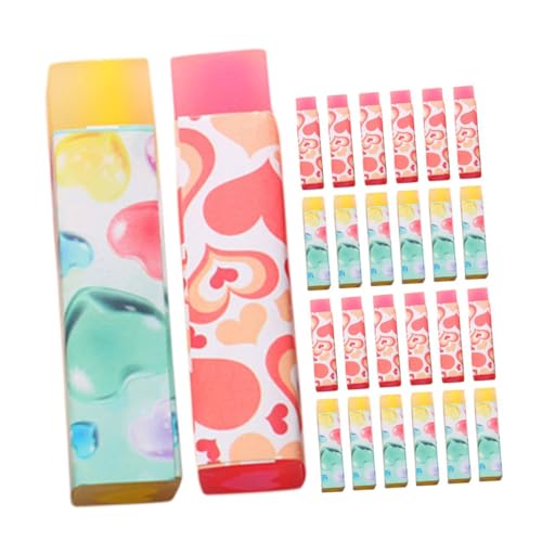 iplusmile 32 Gomas de Borrar Kawaii Forma de Corazón Mini Tamaño Colores Rojo y Amarillo Pack de 32 Unidades para Útiles Escolares y Premios en Clase Ideales para Fiestas y San