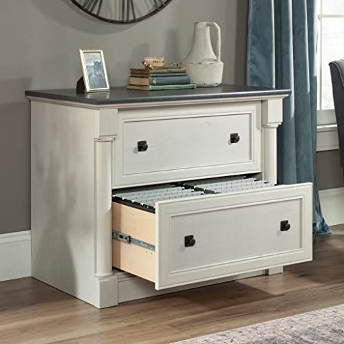 Image of Sauder Palladia 2 Drawer File Cabinet, Lateral Filing Cabinets for Home Office, Hanging File Folders Organizer, Interlocking Drawers, in Glacier Oak Finish