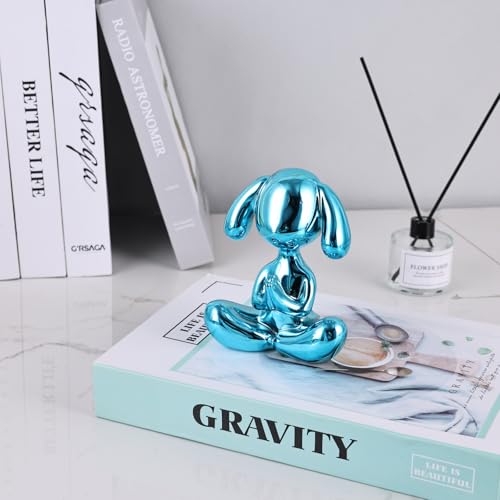 Estatua Decorativa de Perro Meditando Azul para Escritorio miniatura 2