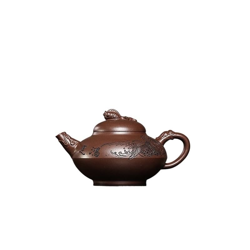 Tetera Hecha a Mano Teteras antiguas de arcilla púrpura 300ml, tetera hecha a mano mineral crudo, barro, juego té Zisha, cafeterías, teteras, cafetera Para Preparar Té de Hojas