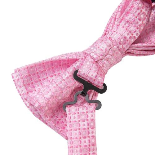 Image of Dubulle Mens Paisley Striped Bowtie Set Pre-tied Bowtie for Men and Pocket Square Set Wedding Business