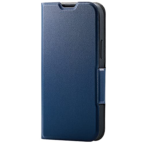 エレコム iPhone 13 mini レザーケース 手帳型 UltraSlim 薄型 磁石付き ネイビー PM-A21APLFUNV