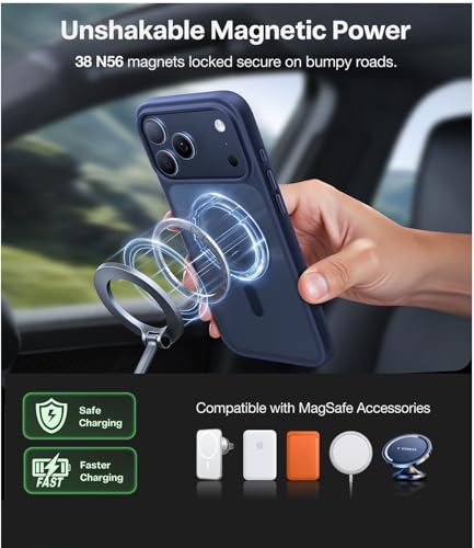 Image of TORRAS Shockproof Case for iPhone 17 Pro | Mil-Grade Protection | Fit for MagSafe | Translucent Cover Anti-Fingerprint&Scratch | Camera Control | Premium Imported | Guardian.M 6.3'' Deep Blue