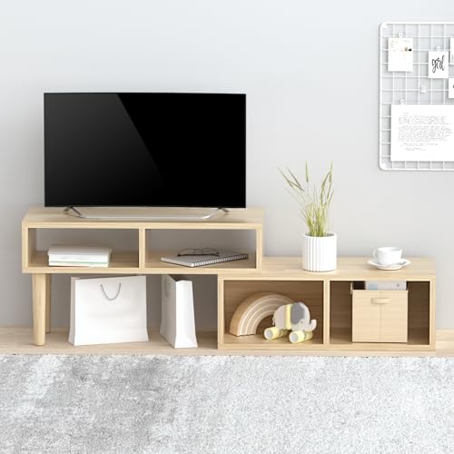 【伸縮型テレビボード】 テレビ台 ローボード 伸縮 コーナー 角度調整 省スペース 収納 32-37V型対応 TV台 テレビラック 木目 おしゃれ 北欧 家具 リビング 部屋 一人暮らし テレビ収納 TVラック TVボード (ナチュラル)