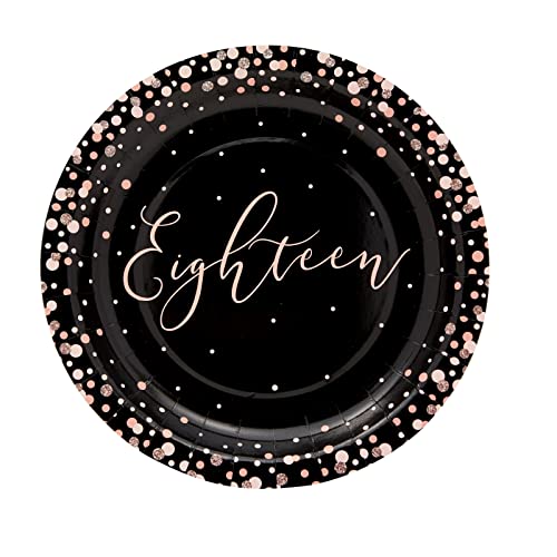 Sparkle and Bash 18th Birthday Banner & Party Tableware Set - 170-Piece Pink & Black Polka Dot - Sturdy Dinner Plates, Napkins & Rose Gold Cups - For 18th Birthday Bash by Sparkle and Bash - Used condition - Image 6