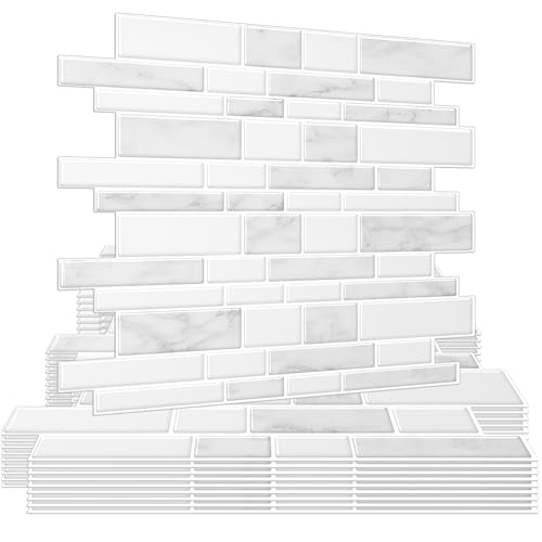 WoStick Pegatinas de Baldosas Engrosadas Azulejos Adhesivos 3D Pegatinas de pared Azulejos para Cocina y Baño,30.5 x 30.5 cm (10 Piezas)