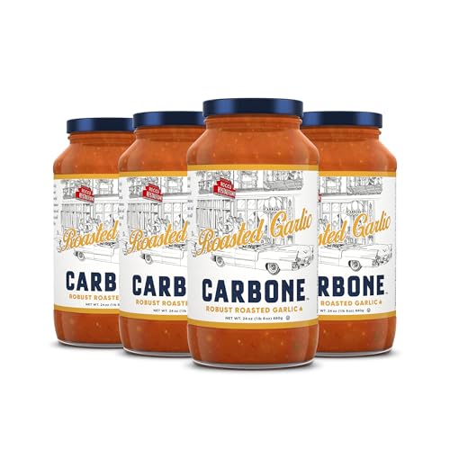 Image of Carbone Roasted Garlic Pasta Sauce, Italian Tomato Sauce, 4 Pack (24oz) | Roasted Garlic Marinara, 100% Italian Tomatoes & Sweet Roasted Garlic, Vegan, Non-GMO, No Added Sugar, Low Carb