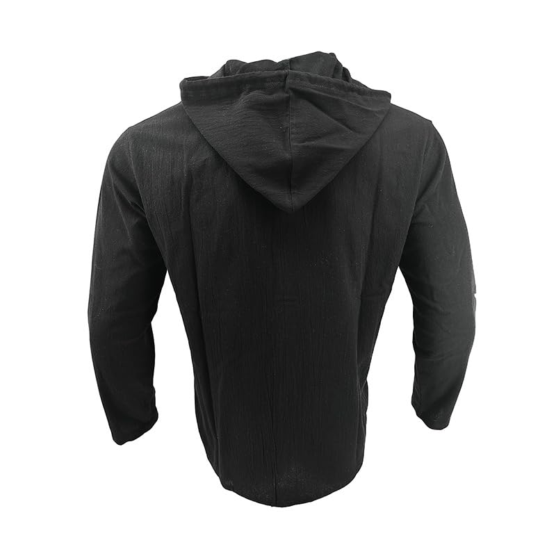 Linen Shirts for Men Casual Button Shirts Summer Cotton Linen Hoodie Beach Long Sleeve Shirts Top with Hood3