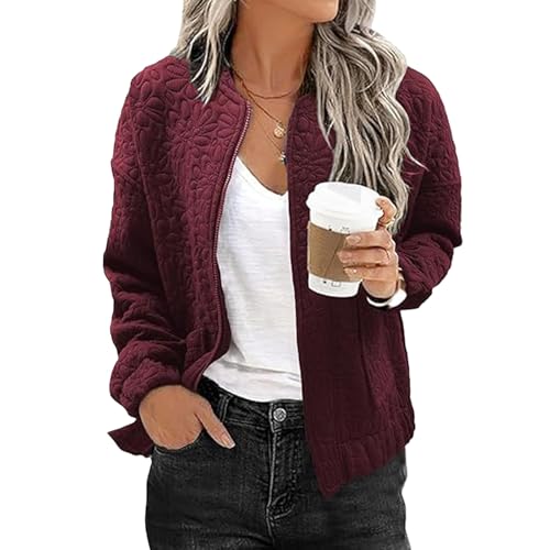 Bomber Jackets for Women Spring Fashion 2025 Cute Jacquard Coats Lightweight Zip Up Jackets Dressy Casual Vacation4
