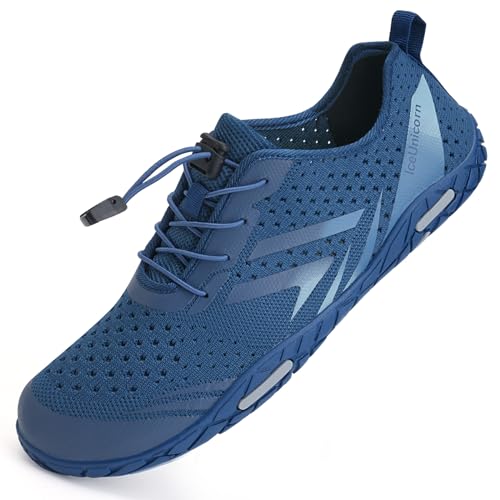 IceUnicorn Strandschuhe Badeschuhe Damen Herren Schwimmschuhe Aquaschuhe Sommer Schnell Trocknend Surfschuhe(Dunkel Blau,44EU)